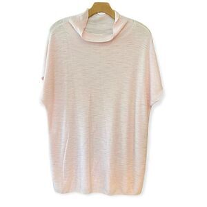 Lou & Grey Sz M Light Knit Pink Short Sleeve Lightweight Cowl Neck Sweater